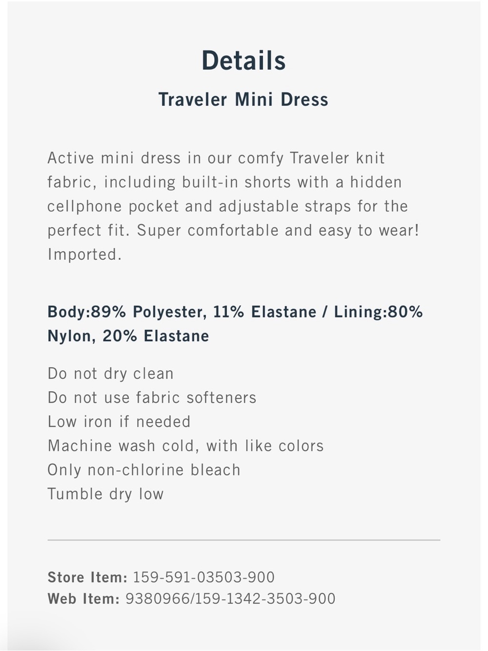 Abercrombie & Fitch Traveler Mini Workout Exercise Dress - Picture 6 of 8